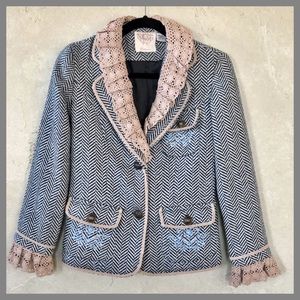 Lulumari Ruffle Crochet Embroidered Blazer Jacket